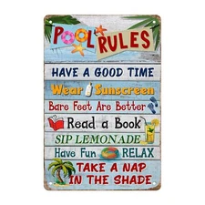 THUYPT Personalized Pool Rules Sign, Pool Metal Sign for Pool Backyard Decoratio