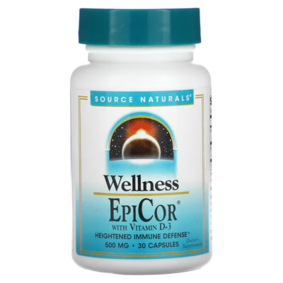 Source Naturals, Wellness, EpiCor mit Vitamin D-3, 500 mg, 120 Kapseln USA