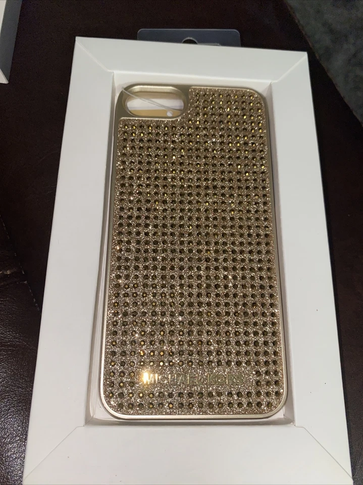 Nuevo Michael Kors Diamante Tachonado iPhone 7 Funda Teléfono Funda Dorado Foto 3 de 4