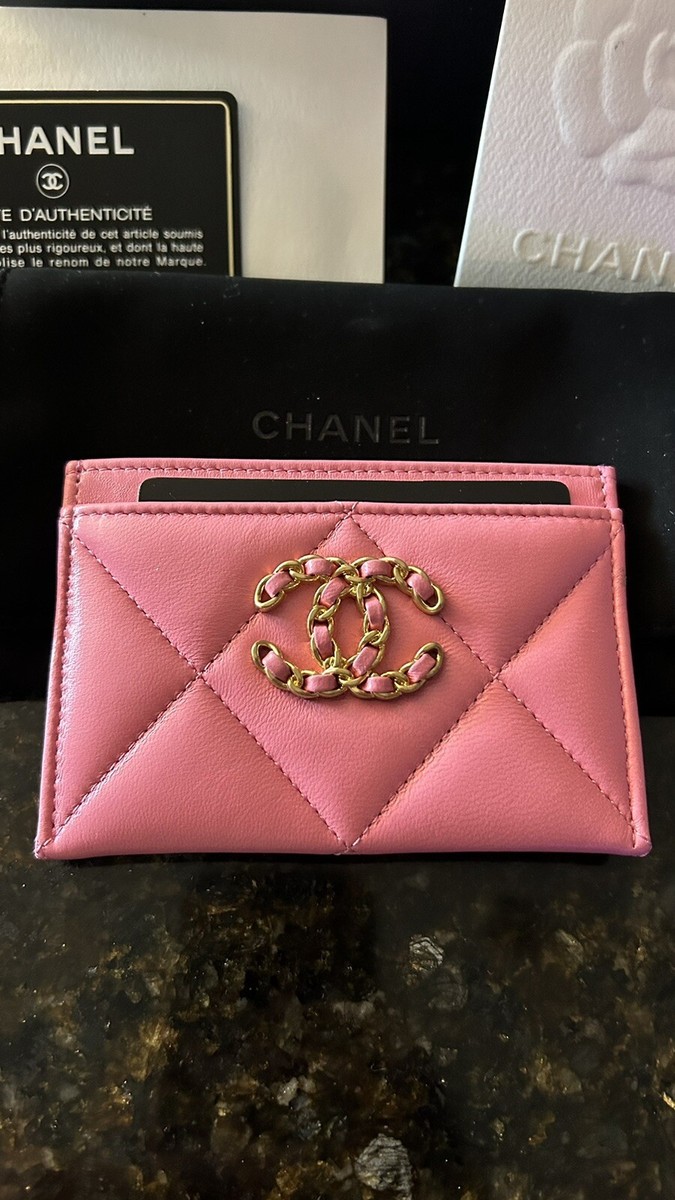 Authentic CHANEL CC Card Holder Wallet Caramel BRI/ROSE | eBay