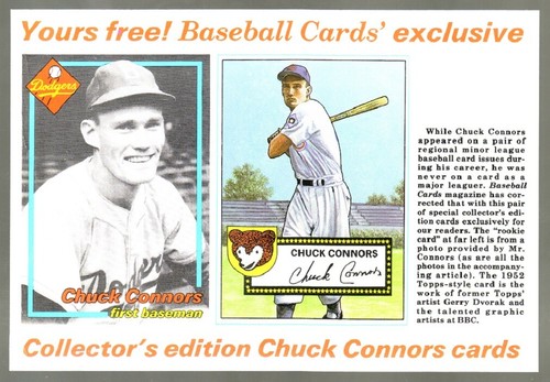 1985 CHUCK CONNORS BASEBALL CARD MAGAZINE PANEL 25 Dodgers 408 Cubs 