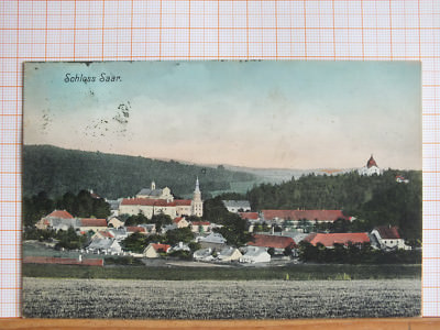 Farbkarte - Schloss Saar / Žďár nad Sázavou - gel ca 1915 ab Deutschbrod  m3