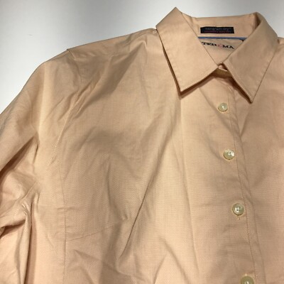 Tehama Hang Em Dry Button Down Shirt Womens Size Large Peach Cool Max Easy Care