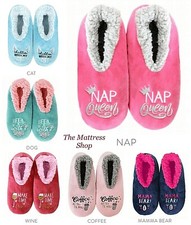 SNUGGUPS Quotes 2024 Womens Slippers Ladies WINE NAP QUEEN MUM Xmas Present