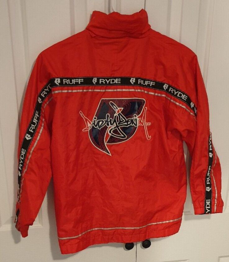 RUFF RYDERS Vintage 90s Dirty Denim Track Style Jacket RUFF RYDERS Vintage 90s Dirty Denim Track Style Jacket