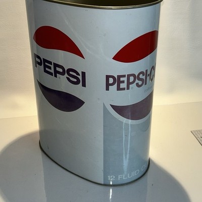 Vintage Cheinco Pepsi Wave Metal Trash Can Circa 70s-80s 13” No