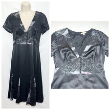 Vintage Y2K Silk Babydoll Dress V Neck 2 Midi Whimsigoth Event Wedding Guest