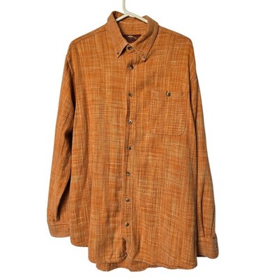 Bob Timberlake Shirt Men s Button Up LT Org Brush Popper Lumberjack Plaid Weave
