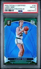 2024 PANINI TOTALLY CERTIFIED MIRROR PLATINUM BLUE #197 LARRY BIRD 68/99 PSA 8
