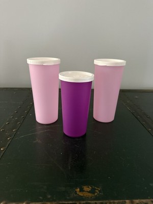 Tupperware Tumbler 2 Pink 12 Ounces 1 Purple 9 Ounces New