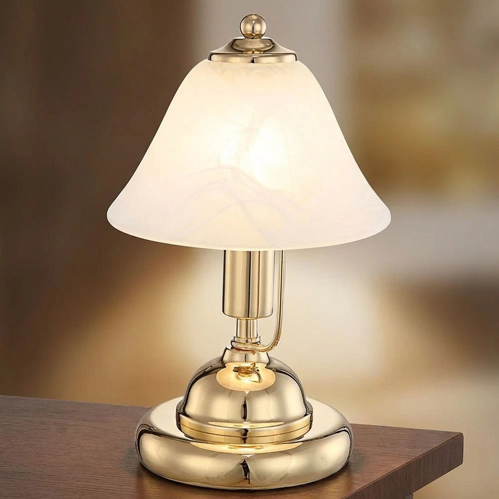 Hofstein Retro Tischlampe – Metall/Glas, E27, Schwarz/klar, 27cm, Für Wohnzimmer & Co.
