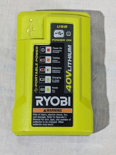 Ryobi 40V Lithium Charger Adapter With USB Output No Cord Charger Only