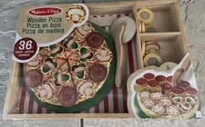 Melissa  Doug Wooden Pizza Play Food Slice  Decorate 36 Toppings