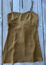 Urban Outfitters Satin Tan Mini Dress Bow Detail Back Size XL 