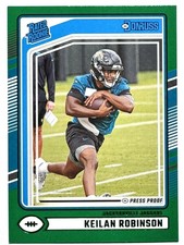 ROOKIE CARD KEILAN ROBINSON Jaguars 2024 Donruss GREEN PRESS PROOF PARALLEL #385. rookie card picture