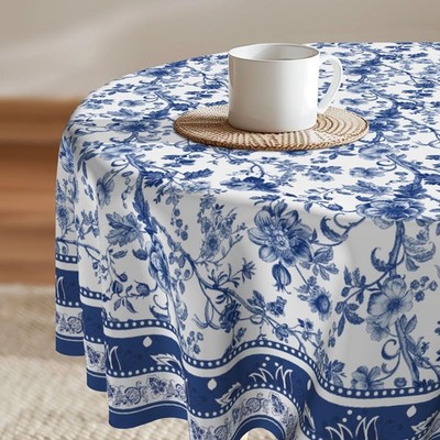 Imiss Rustic Blue Floral Round Table Cloth 60'' (Round), 