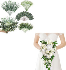 120 Pcs Faux Eucalyptus Stems  Wedding Flowers - 4 Styles Mixed Set