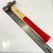 Small Ball Peen Hammer 10" Wood Handle Red Painted Two-Tone Machinist Mechanic