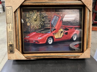 Red Lamborghini Countach 80s Framed Wall Clock LP500 Vintage  Lambo, Never Open