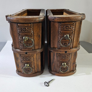 Vintage 1902 Sewing Machine Drawers from New York Witness Treadle Machine w Key