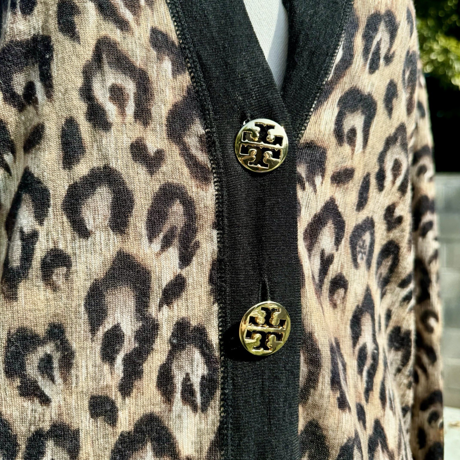 Tory Burch Rare Women’s Leopard  Print Cardigan 100percent  Wool  Long Sweater  Size S image 8