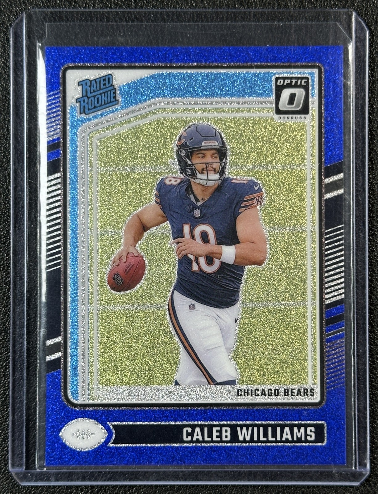 CALEB WILLIAMS 2024 PANINI DONRUSS OPTIC #201 BLUE GLITTER RATED ROOKIE BEARS SP