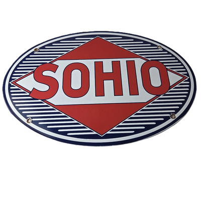 #ad #ad Vintage Porcelain Gasoline Sign Sohio Gas Motor Oil Service Ohio Pump Sign $114.37