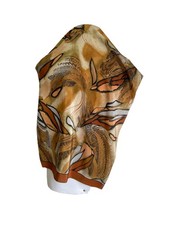 Rectangle Paisley Floral Scarf Brown Orange Silk Feel Boho Wrap Shawl A11
