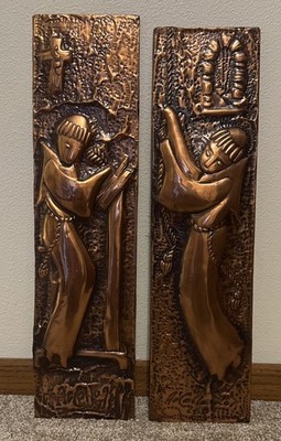 Tony O Callaghan Copper Relief on Board, Lot (2) St Ciarán, Ireland