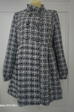 NEW Arden B. Black/White Dress Coat Peplum Fitted Pea Coat Women's SZ/S NWT 98
