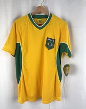 Rhinox Men's Jersey Shirt Brazil Soccer Poly Size Small Adult Yellow Green NWT