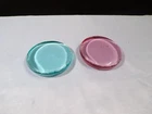 Set of 2 Fenton Glass Small Round Undecorated Paperweights - Blue & Pink