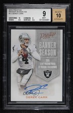 2016 Panini Prestige Banner Season Ink 19/50 Derek Carr #12 BGS 9 MINT Auto 7uo