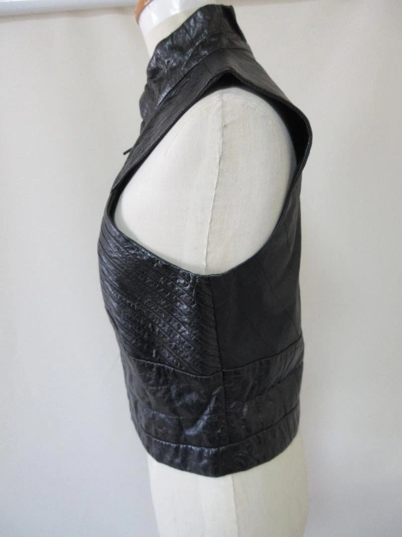 CHANEL Gilet in pelle di agnello con zip taglia 38