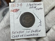1834 Ireland One Farthing Token Coin