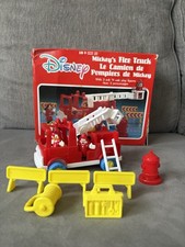 Walt Disney Mickey Mouse Fire Truck ARCO 1987 NO. 6108 With Box Complete Mattel