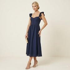 ASTR The Label Wedelia Bustier Midi Dress in Navy Blue, sz Sm