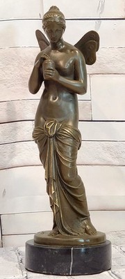 Signed Original Annie Psyche Schöne Jungfrau Griechische Mythologie Bronzestatue