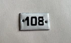 Vintage Enamel Porcelain MINI Drawer Locker Number 108 Sign