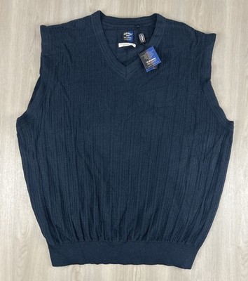 VTG Callaway Golf Men Blue 100% Extrafine Merino Wool Knit Vest XL NEW w/ TAGS