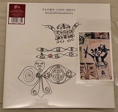 FATHER JOHN MISTY Mahashmashana Dark Red/Silver Vinyl Record SIGNED ART POSTCARD