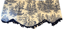 Custom Blue Toile Valance W/ Tassels Waverly Charmed Life 53x19 Gingham Lining