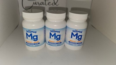 3 Pack SlowMag Mg Magnesium Calcium Muscle Heart 60 Ct Ea Exp 08/27