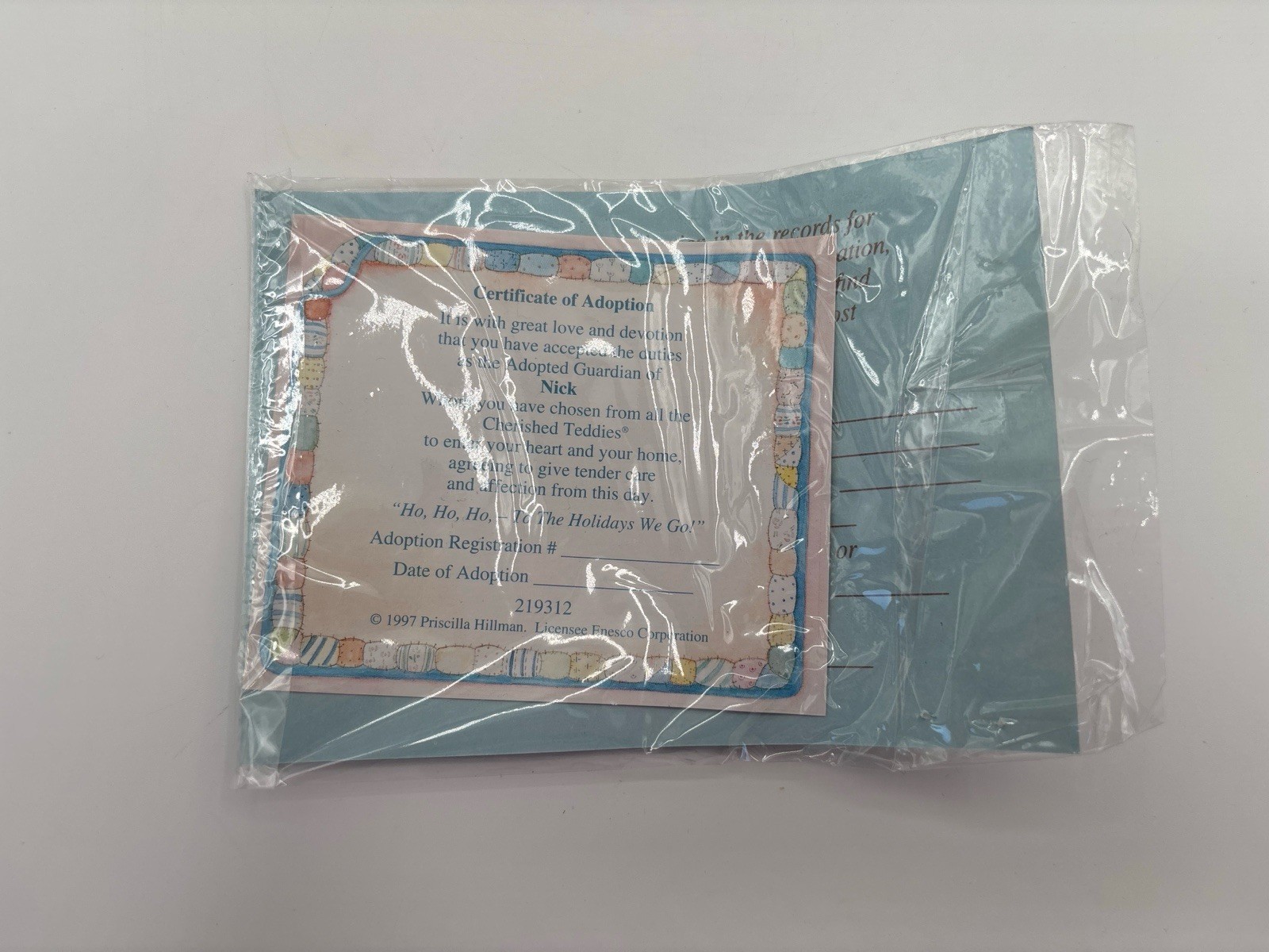 VTG Cherished Teddies Nick Ho Ho Ho To The Holidays We Go Train Enesco 1997 COA