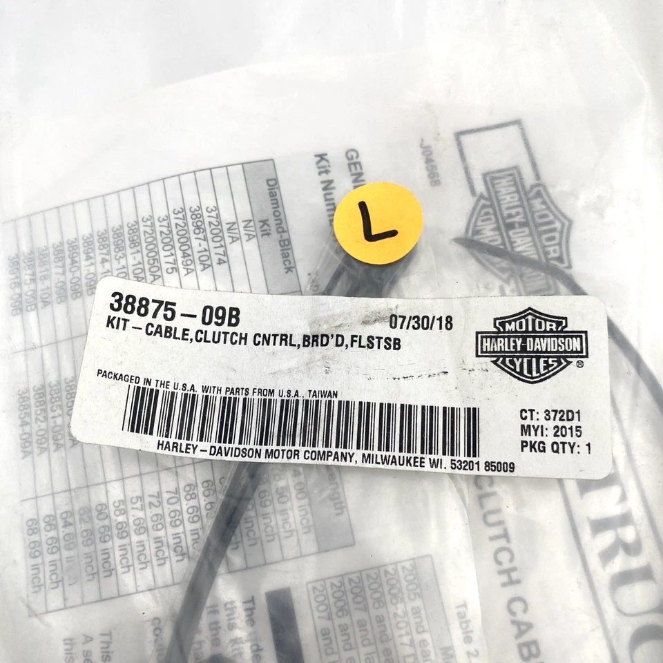 Cable de control de embrague negro diamante 66,69" 08-11 huesos cruzados OEM Harley 38875-09B Foto 2 de 4