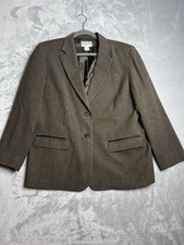 Vintage Pendleton Virgin Wool Blazer Womens Size 14 W Green Jacket Office Core
