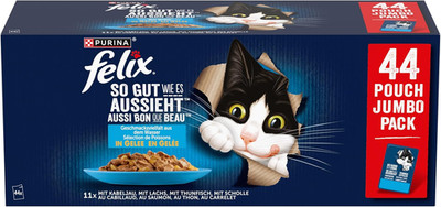 Felix so Gut Wie Es Aussieht, Katzenfutter Nass in Gelee 44Er Pack (44 X 85G)