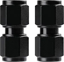 6AN Female to Female Straight Swivel Coupler Union Fitting, Aluminum Black, 2-Pi