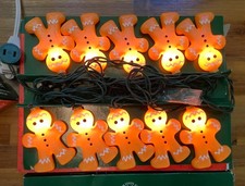 NEW Kurt Adler Christmas Blow Mold Gingerbread Men 10-Light String Set - Tested