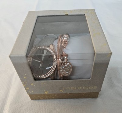 MAURICES 61875 Ladies Watch w Charm Bracelet & Box WORKS but NEEDS BATTERY